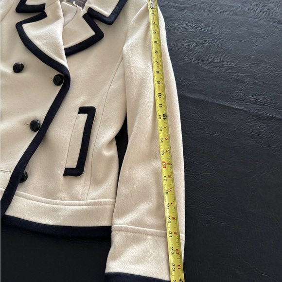 J. Crew Ivory Pea Coat with Navy Accents - Picture 4 of 8